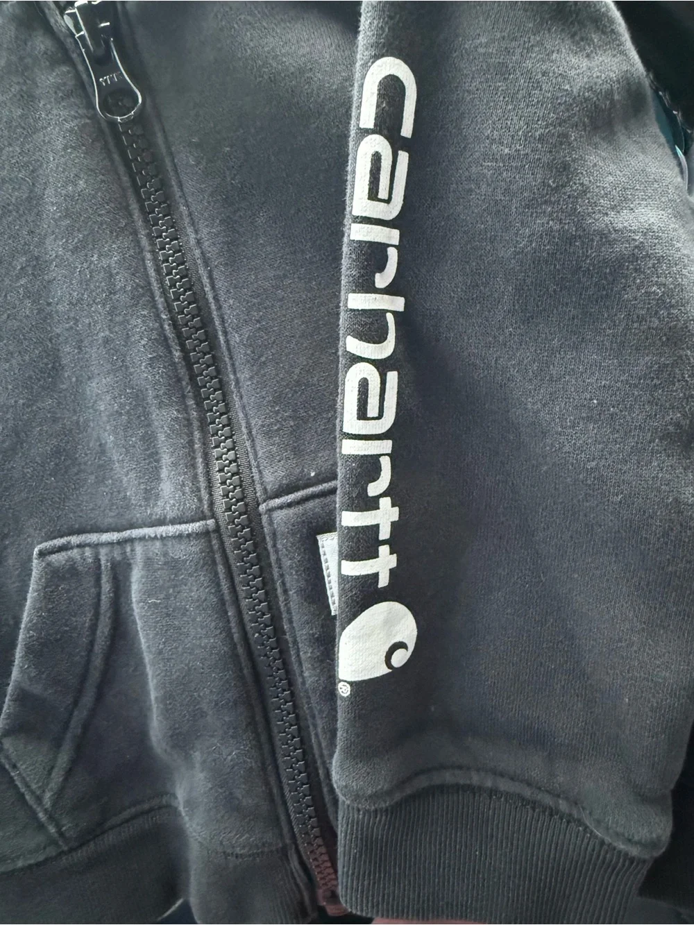 Carhartt Toddler Black Zip-Up Hoodie with Logo Patch